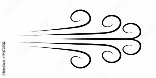 Abstract illustration of swirling wind currents and gentle breezes blowing