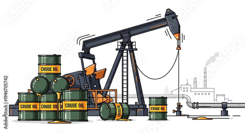 Crude Oil Pump Jack Site.