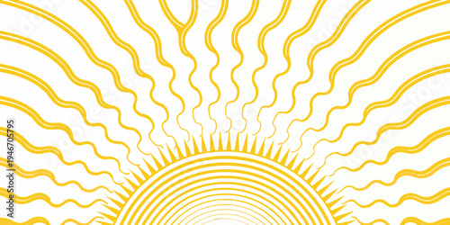 Abstract illustration of a radiant sunburst with curved yellow lines