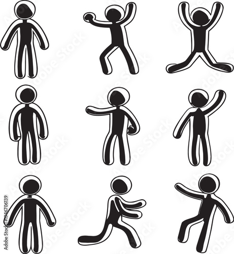 set of vector silhouettes of people
