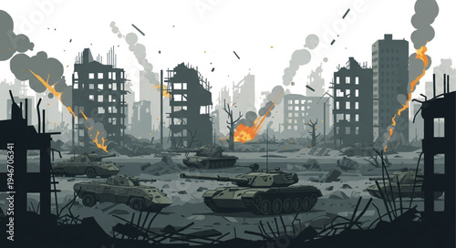 Desolate Urban Landscape After Disaster.