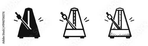 Metronome Musical Rhythm Icon Set for Music Tempo and Beat Practice