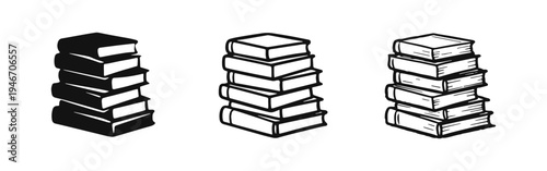 Stack of Books Learning Icon Set for Education, Knowledge, and Library
