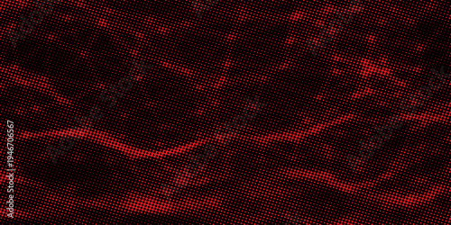 Abstract Grunge Halftone Dotted Background with Distressed Monochrome Texture. Black and Red Halftone Background