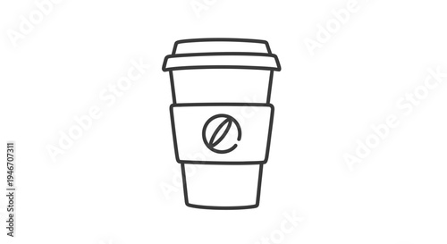 A simple line drawing of a coffee cup.