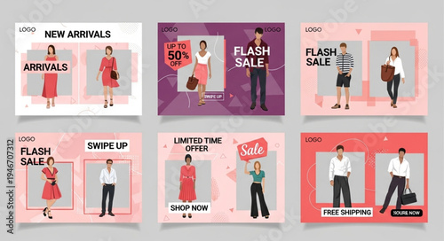 Fashion Sale Social Media Post Templates with Models.