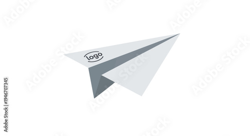 A white paper airplane with gray accents.