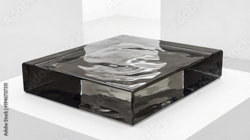 Advanced State of Matter Concept Smooth Highly Reflective Amorphous Metallic Glass Block with Sharp Edges