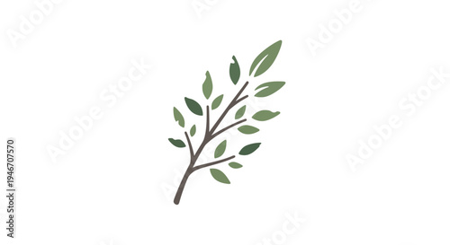A minimalist illustration of a leafy branch.