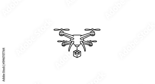 A simple line drawing of a drone.
