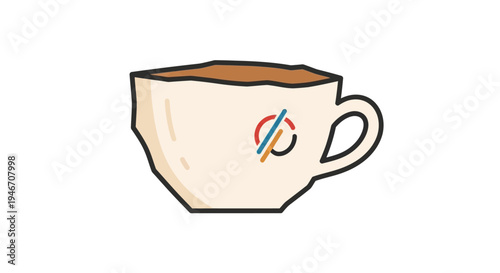 A cup of coffee with a logo.