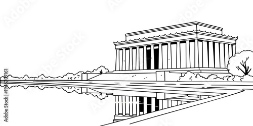 USA, US, U.S, United States - Lincoln Memorial reflection pool sunrise panorama dramatic monument architecture
