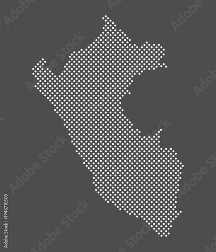 Peru map dot on gray background.  Dotted map Republic of Peru. Halftone map. Vector eps 10.
