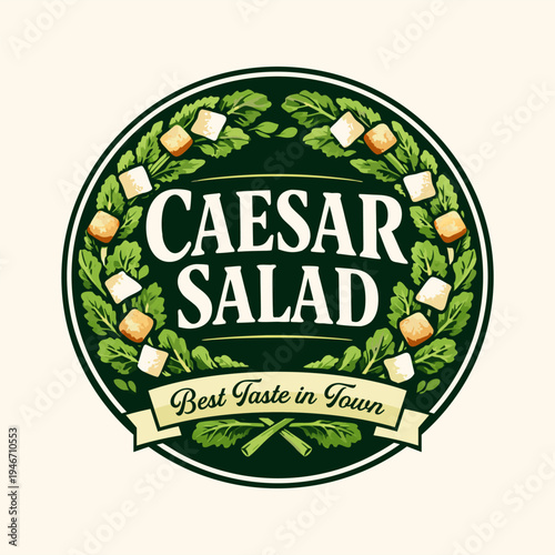 Caesar salad logo vector illustration template