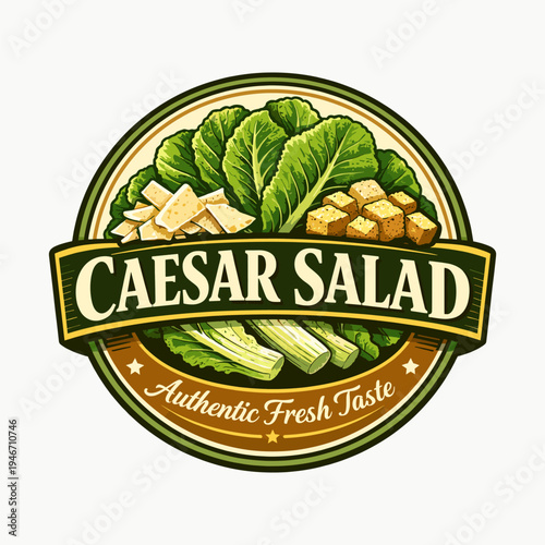 Caesar salad logo vector illustration template