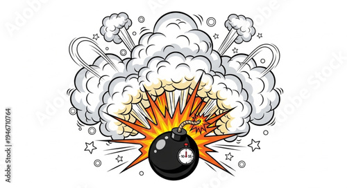 Eight Ball Explosion Comic Style.