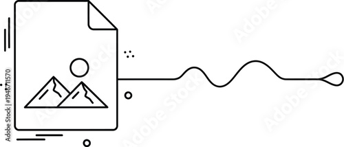 Digital image file icon connected by a wavy line vector graphic