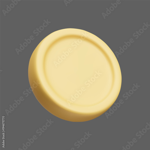 Golden coin 3D vector render. Gold pirate doubloon, metal money cash, ducat, piece of money 3D game design element.
