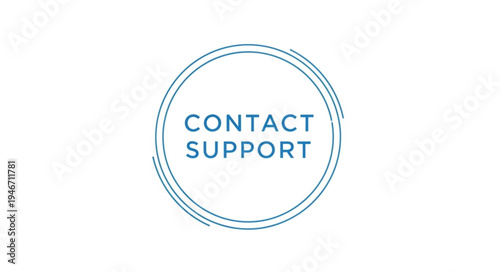 Contact Support Graphic with Circle and Text.