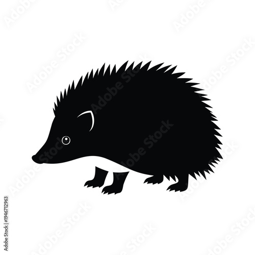 Cute hedgehog standing on its hind legs a smiling face, silhouette vector illustration, hedgehog silhouette vector illustration