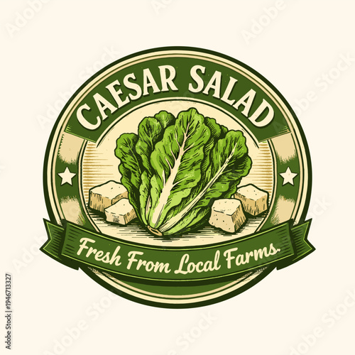Caesar salad logo vector illustration template