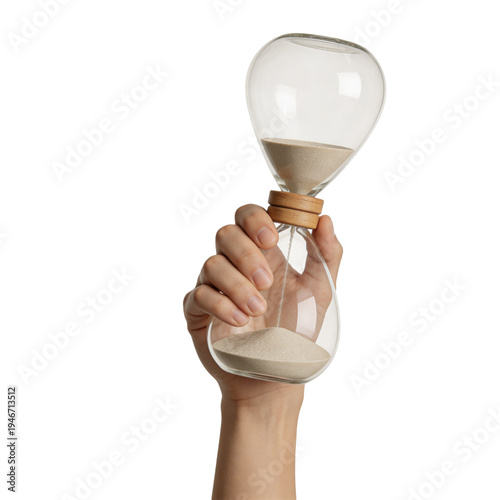 Hand Holding Glass Hourglass Sand Timer