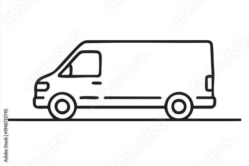 Logistics delivery van line icon for shipping courier cargo transport fleet management ecommerce fulfillment services and supply chain graphics