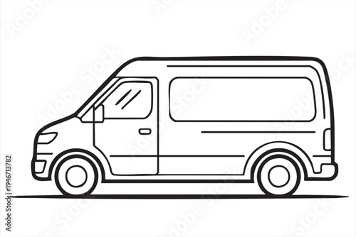Cargo transport van line icon for courier delivery shipping logistics fleet operations ecommerce distribution and transportation infrastructure design