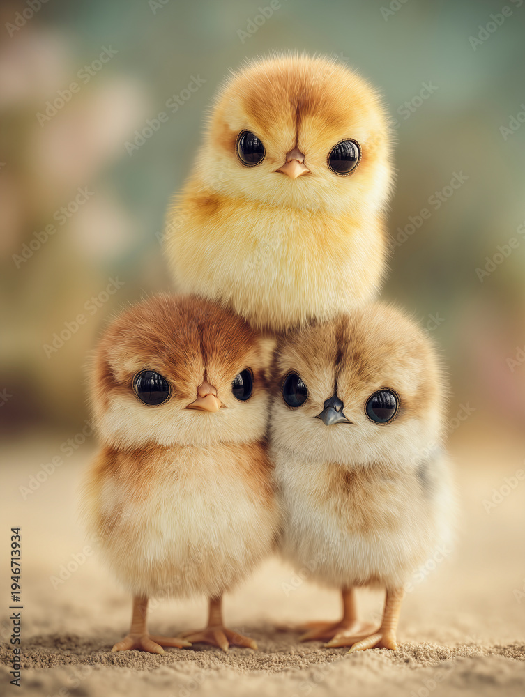 Obraz premium Stacked Baby Chicks
