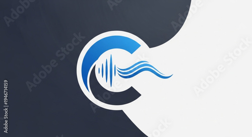 Abstract sound wave logo design concept.
