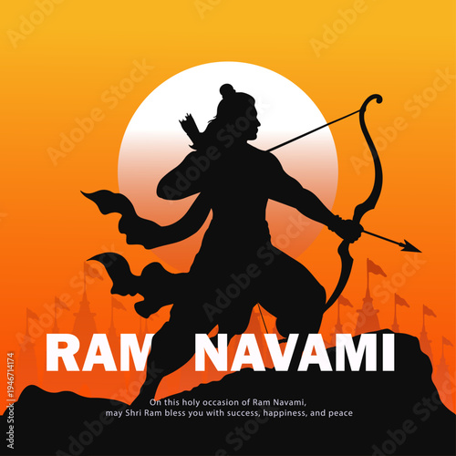 Happy Ram Navami vector illustration design, festival of India, Shree Ram Navami celebration 