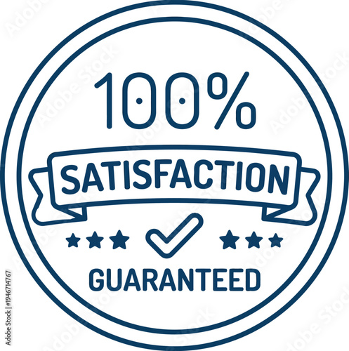 "100% Satisfaction Guaranteed" badge, commonly used by businesses to assure customers of product quality and service. 