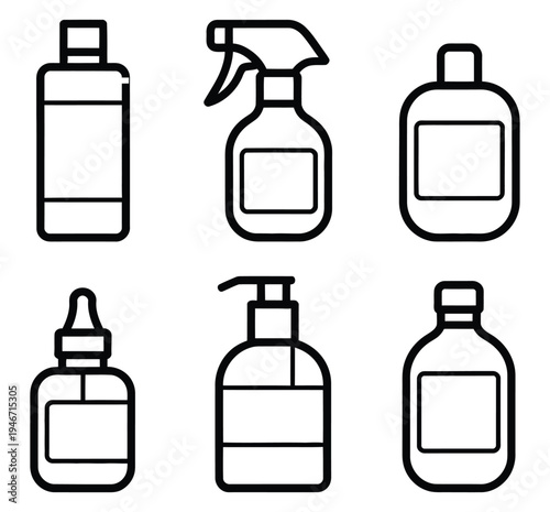 Toilet bowl cleaner vector line art illustration, minimal line drawing for cleaning service branding