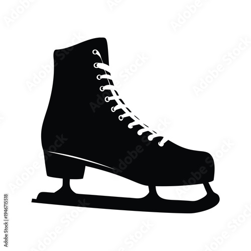 Black and white ice skate boot laces and blade silhouette vector illustration, ice skate silhouette vector illustration