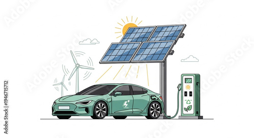 Electric car solar charging station.
