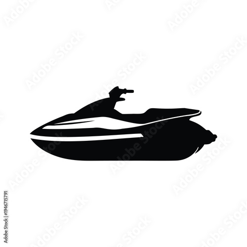 A thrilling jet ski adventure captured in a sleek silhouette vector illustration design, jet ski silhouette vector illustration