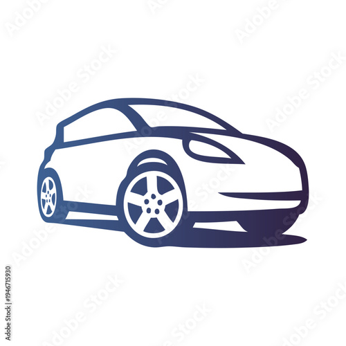 Logo concesionario de coches. Icono con dibujo con líneas de un automóvil 