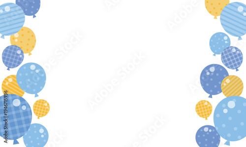 Colorful blue and yellow girly balloon vector (frame background)