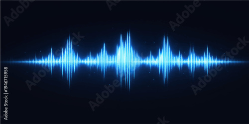 Modern medical technology heartbeat monitor graph featuring a sound wave vector illustration to represent an EKG electrocardiogram pulse line for healthcare and audio frequency visualization