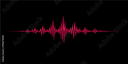 A digital audio equalizer and medical heartbeat monitor illustration featuring a blue frequency wave line that blends music technology with a health cardiogram pulse graph for an EKG medical backgroun