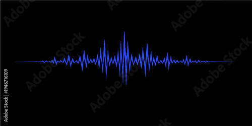 Digital technology background featuring a black vector sound wave and audio frequency pulse line for music studio recording or medical heart beat monitor design