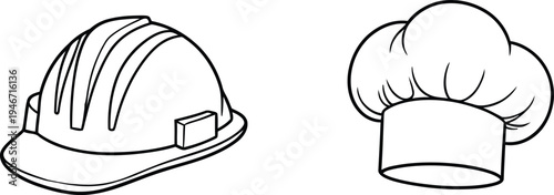 Construction hard hat and chef hat illustration
