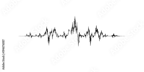 A vector illustration of a grass silhouette designed as a rhythmic sound wave equalizer and pulse line graph for a business audio music concept