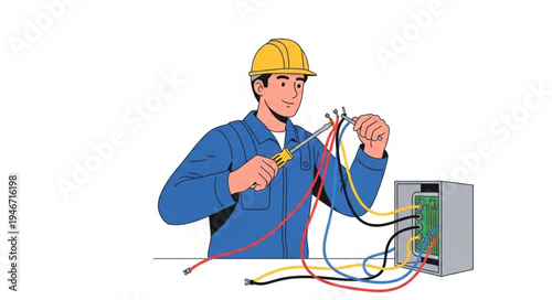 Electrician working with wires.