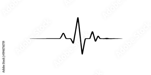 An abstract medical illustration featuring a green electrocardiogram wave forming a heart shape on a digital health monitor to represent a pulse rate line for cardiology and life