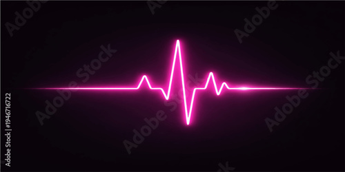 An electrocardiogram monitor displays a rhythmic heartbeat wave and pulse rate on a digital cardiology graph for medical health technology