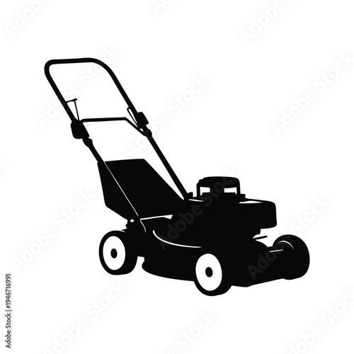 Lawn mower silhouette vector illustration detailed design for garden tools, lawn mower silhouette vector illustration