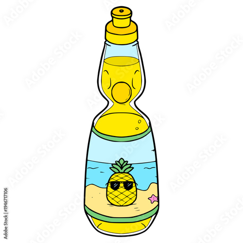 pineapple ramune illustration hand drawn isolated vector