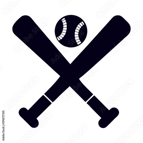 Professional baseball equipment with crossed bats and ball
