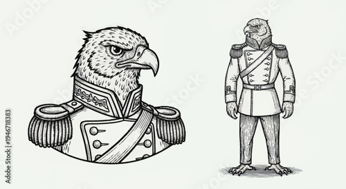 Eagle General in Military Uniform Portrait.
